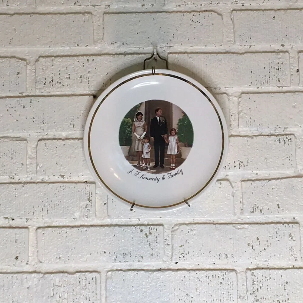 Vintage MCM President John F Kennedy Family Collector Plate Gold Rim With Hanger